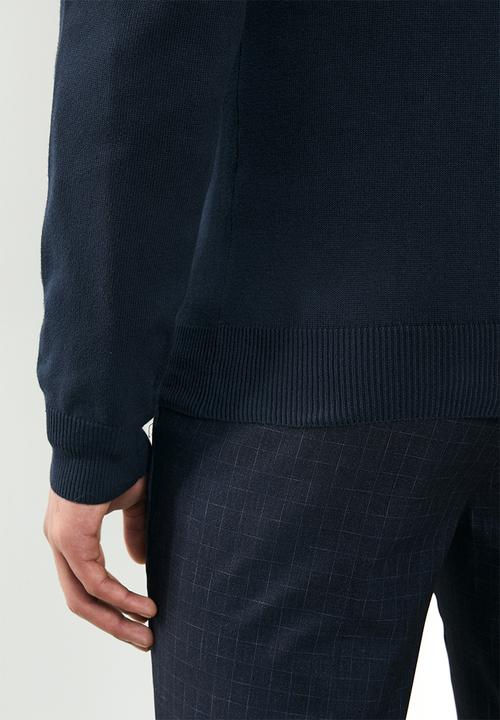 POLO - Luke long sleeve v-neck pullover - navy