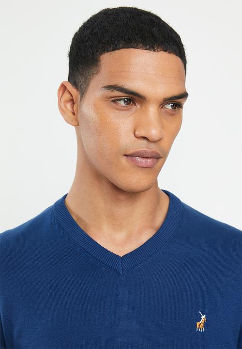 POLO - Luke long sleeve v-neck pullover - blue