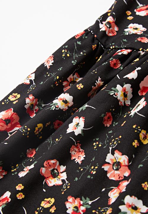Pop Candy - Printed short sleeve dress - black & red