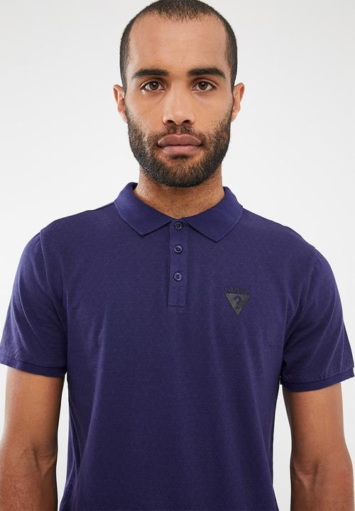 GUESS - Short sleeve geometric polo - purple 