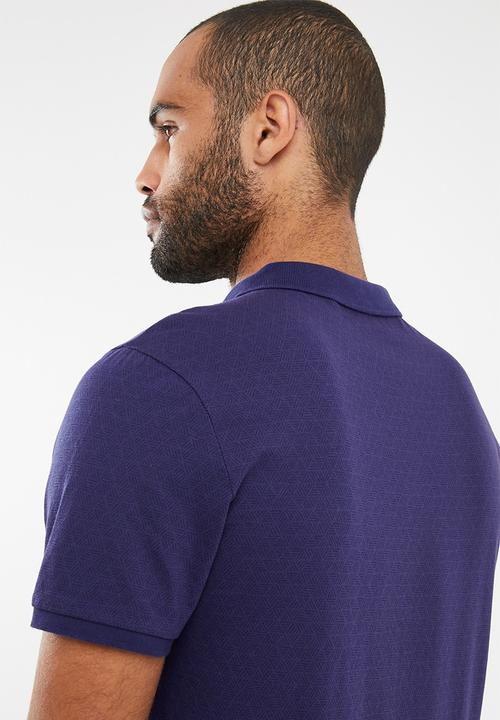 GUESS - Short sleeve geometric polo - purple 