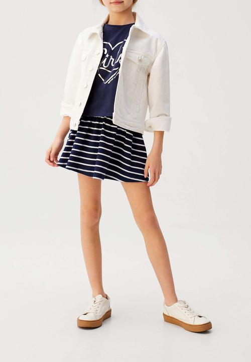 MANGO - Skirt skaty6 - navy & white 