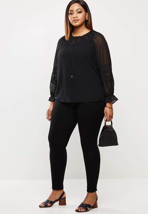 edit Plus - Plus lace inset blouse - black