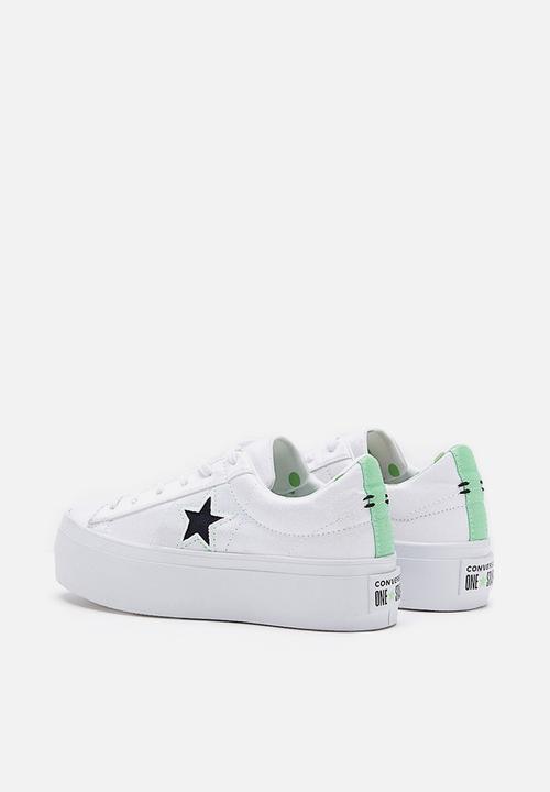 Converse - Cons one star platform whites & brights ox l  - white & illusion green