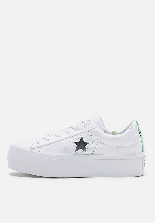 Converse - Cons one star platform whites & brights ox l  - white & illusion green