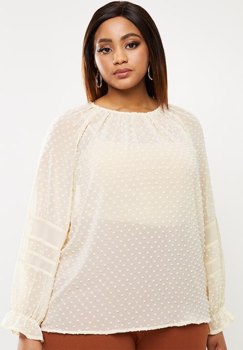 edit Plus - Plus lace inset blouse - beige