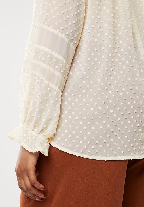 edit Plus - Plus lace inset blouse - beige