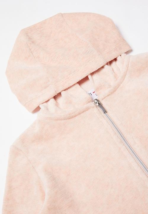 MINOTI - Kids velour zip thru - pink
