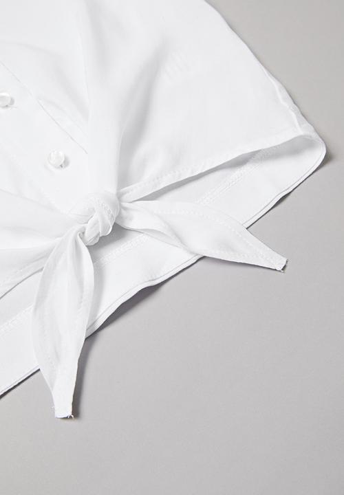 Superbalist - Girls tie front shirt - white