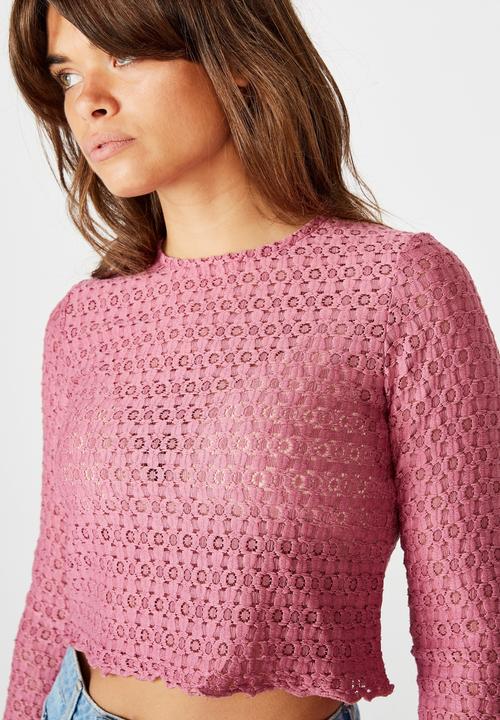 Factorie - Long sleeve dainty texture - ruby plum