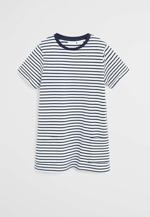 MANGO - Dress raya - navy & white 