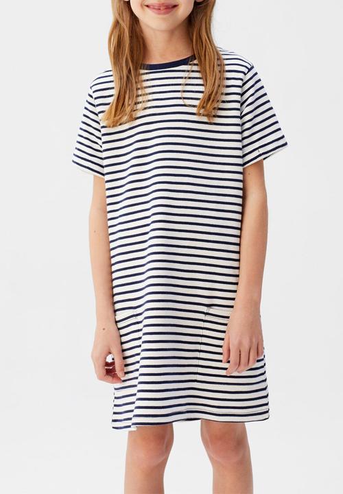 MANGO - Dress raya - navy & white 