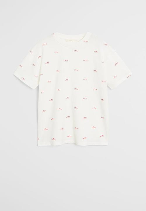 MANGO - T-shirt stamp  - white & pink