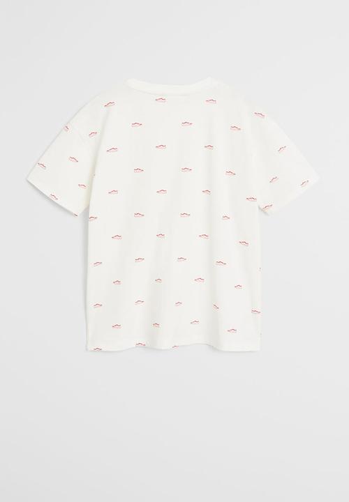 MANGO - T-shirt stamp  - white & pink