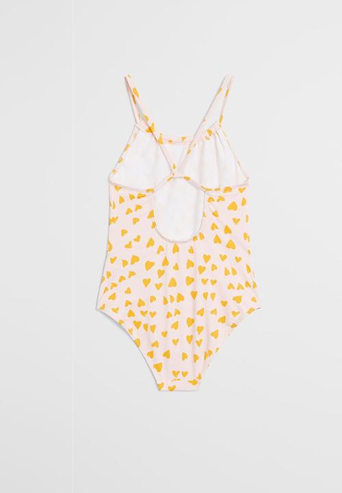 MANGO - Swimsuit cuore - pink & yellow 