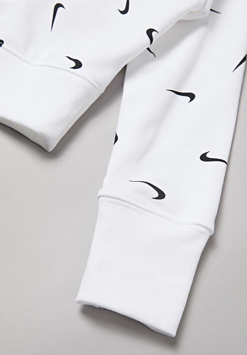 Nike - Girls nsw crop hoodie aop  - white & black