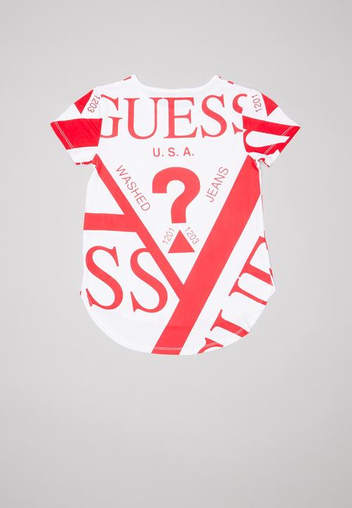 GUESS - Short sleeve Guess fashion tee - white & red 