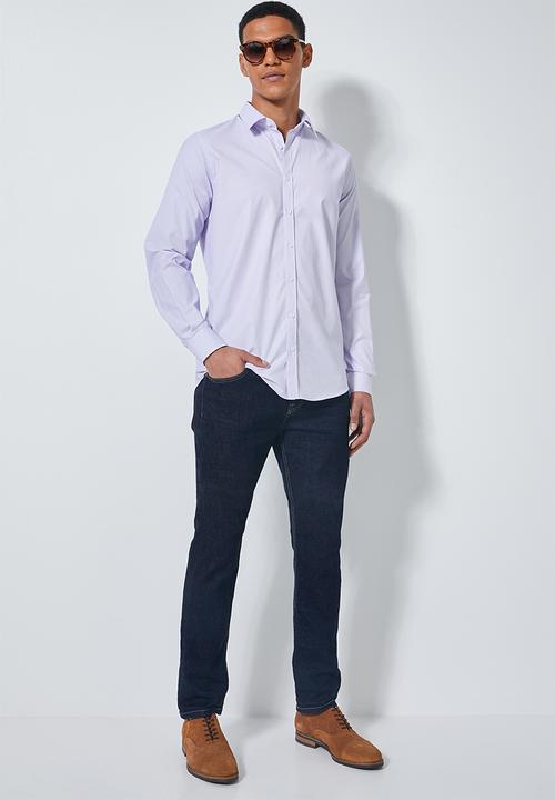 Superbalist - Jos slim fit long sleeve shirt - purple check