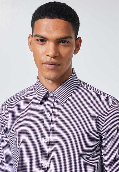 Superbalist - Jos slim fit long sleeve shirt - purple pattern