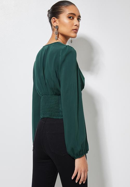 Superbalist - V-neck button down blouse - emerald