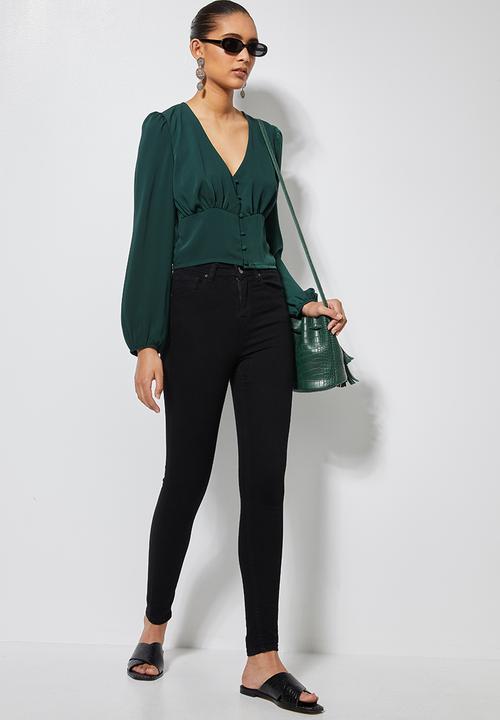 Superbalist - V-neck button down blouse - emerald