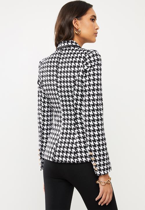 SISSY BOY - Girl boss houndstooth blazer - black & white