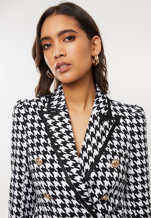 SISSY BOY - Girl boss houndstooth blazer - black & white