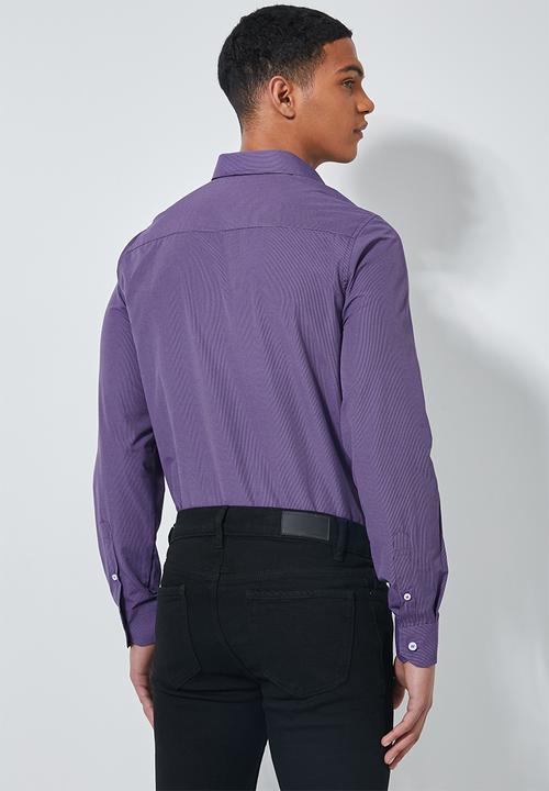 Superbalist - Jos slim fit long sleeve shirt - purple stripe