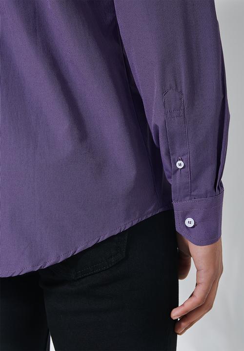 Superbalist - Jos slim fit long sleeve shirt - purple stripe