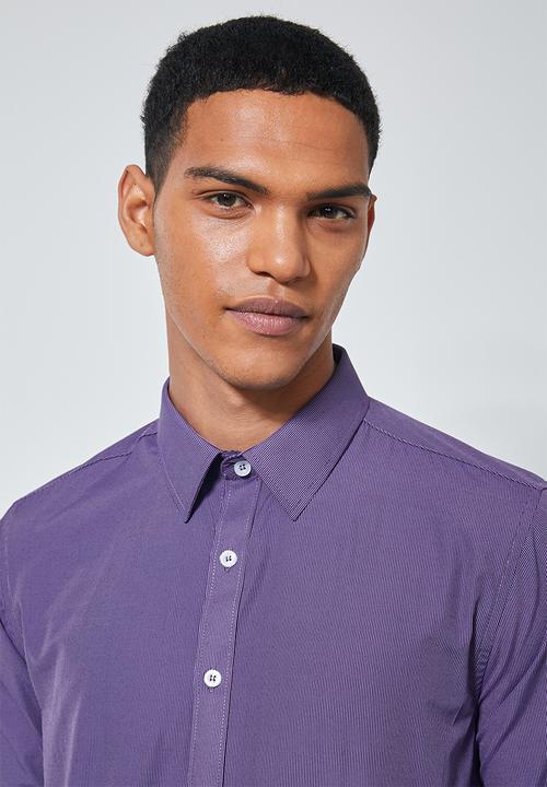 Superbalist - Jos slim fit long sleeve shirt - purple stripe