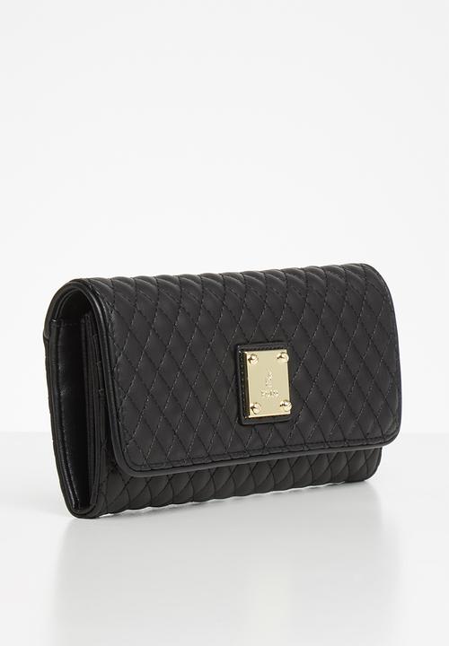 POLO - Madison synthetic quilt clutch purse - black