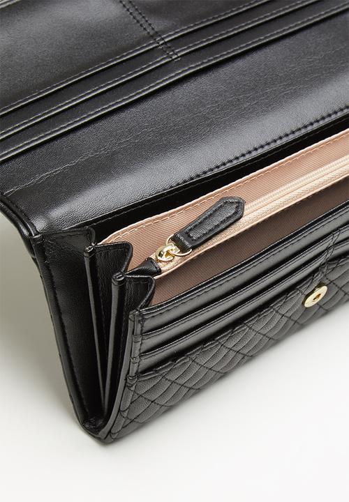 POLO - Madison synthetic quilt clutch purse - black