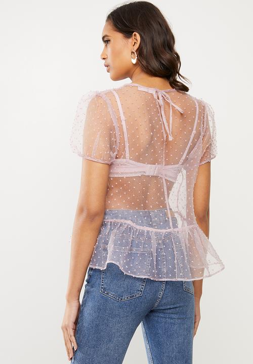 VELVET - Puff organza tiered top - rose