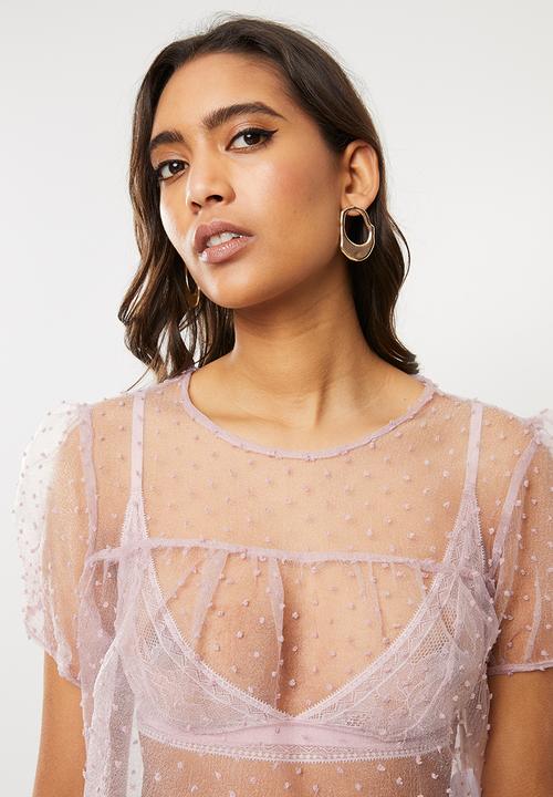 VELVET - Puff organza tiered top - rose