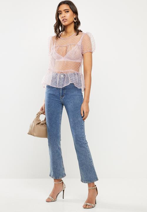 VELVET - Puff organza tiered top - rose