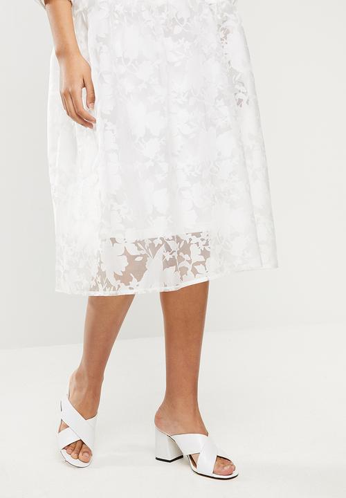 VELVET - Organza burn out tiered midi dress - ivory