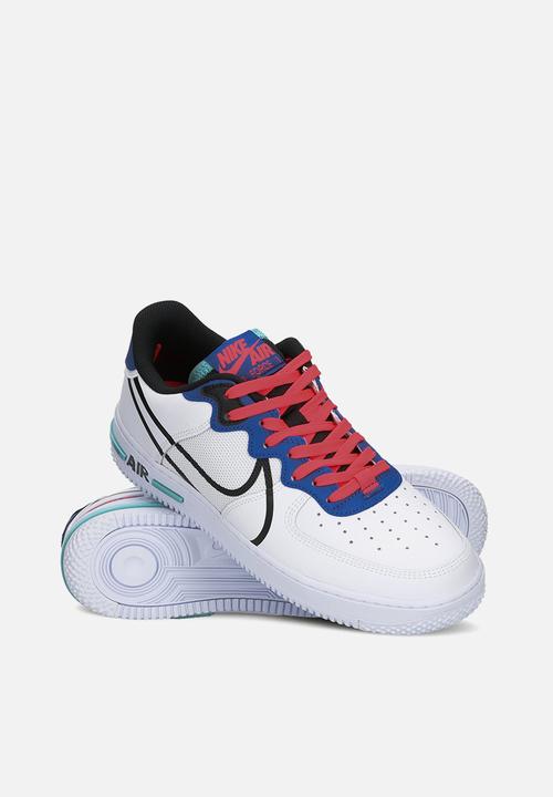 Nike - Air Force 1 react - white / black-astronomy blue-laser crimson