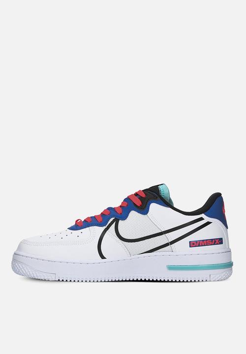 Nike - Air Force 1 react - white / black-astronomy blue-laser crimson
