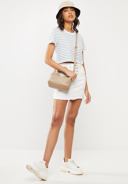 Cotton On - The baby tee - ella stripe white & iceburg green