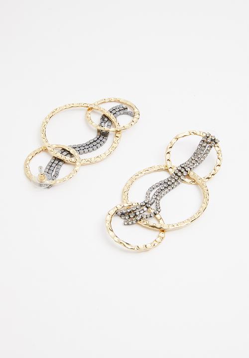 Superbalist - Triple hoop earrings - gold & silver 