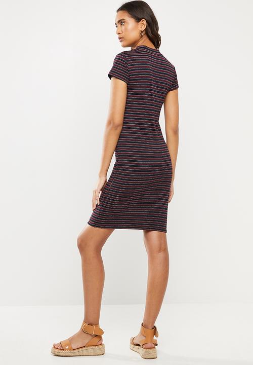 Cotton On - Anissa short sleeve bodycon midi - elsa stripe navy