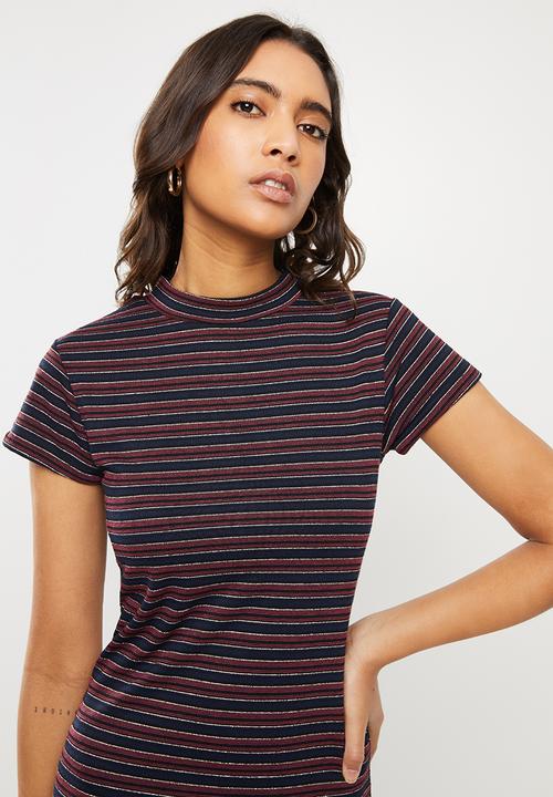 Cotton On - Anissa short sleeve bodycon midi - elsa stripe navy