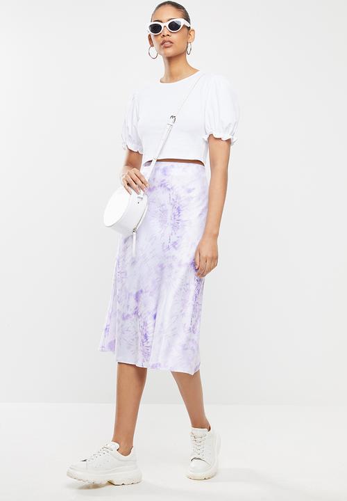 Blake - Combo top with puff sleeve - white