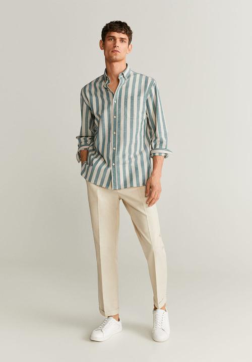 MANGO - Riley shirt - beige & khaki