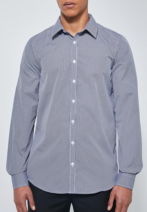 Superbalist - Jos slim fit long sleeve shirt - navy & white