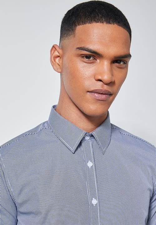 Superbalist - Jos slim fit long sleeve shirt - navy & white