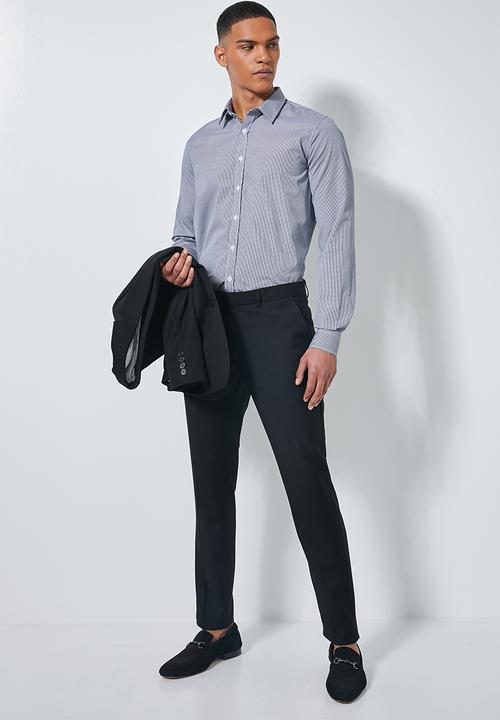Superbalist - Jos slim fit long sleeve shirt - navy & white