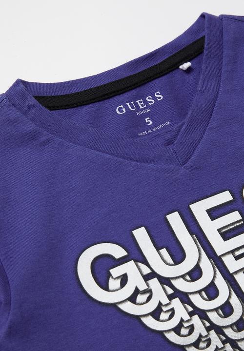 GUESS - Long sleeve Guess shadow tee - blue