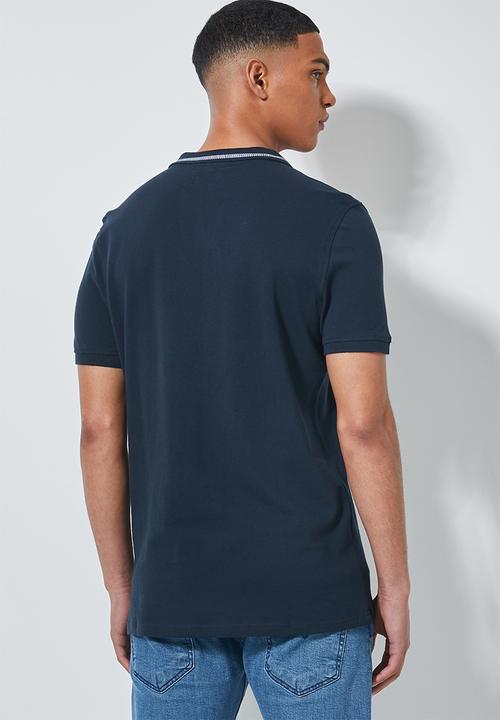 Superbalist - Luka notch neck pique golfer - navy