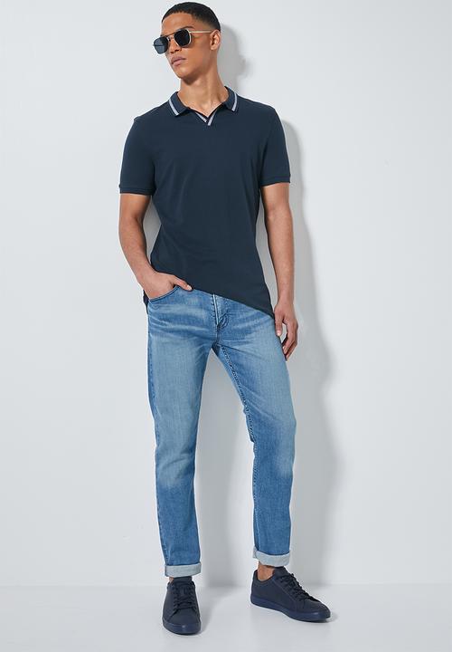 Superbalist - Luka notch neck pique golfer - navy